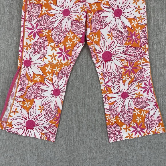 Vintage Lilly Pulitzer Pants Womens 2 Pink Capri Floral Chino Slit Cotton Preppy - Picture 6 of 11